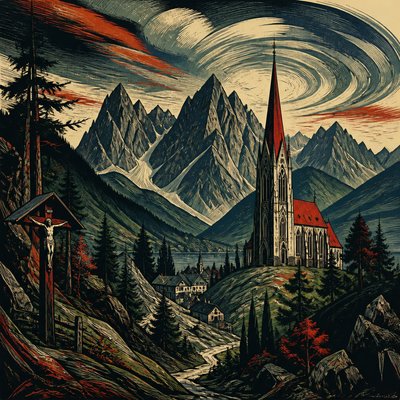 wide landscape with natural scenery — German Art Style