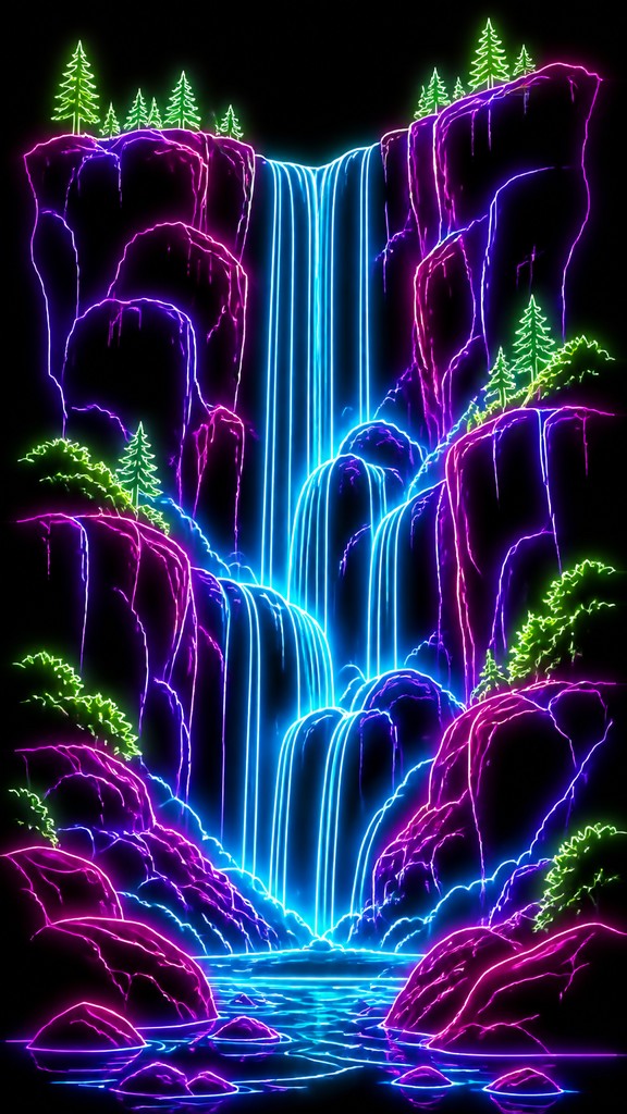 towering waterfall cascading down a cliff