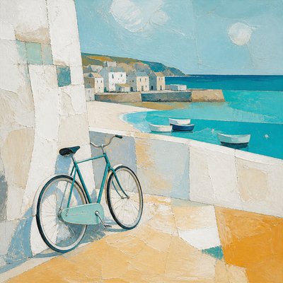 bicyle resting against a wall — St Ives Art Style
