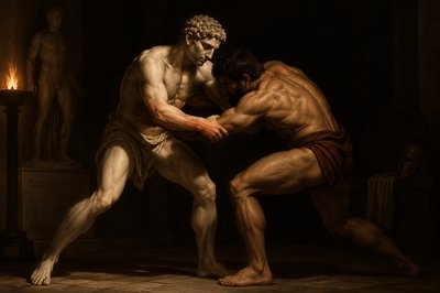 Polyclitus competing with a greek wrestler