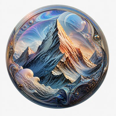 an emblem of a mountain peak inside a circle, simple bold shapes on a plain background, no text or lettering