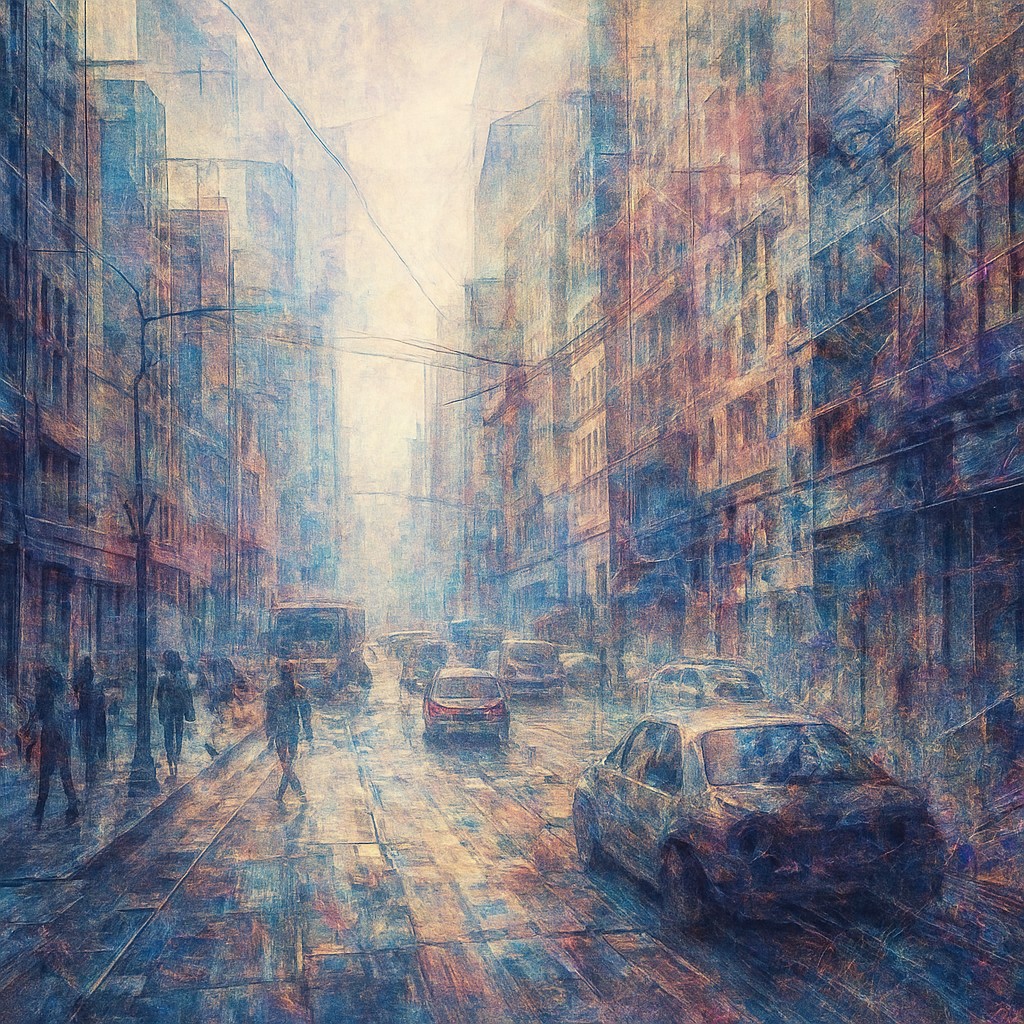 urban street with city activity