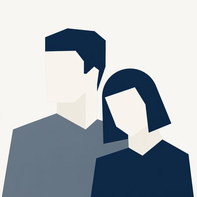 portrait of two people together — Minimalism Art Style