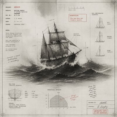 sailing ship on a stormy sea