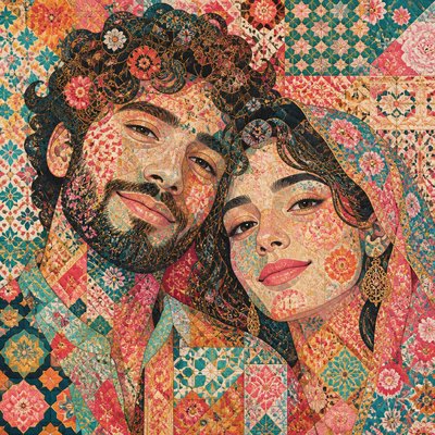 portrait of two people together — Pattern and Decoration Art Style