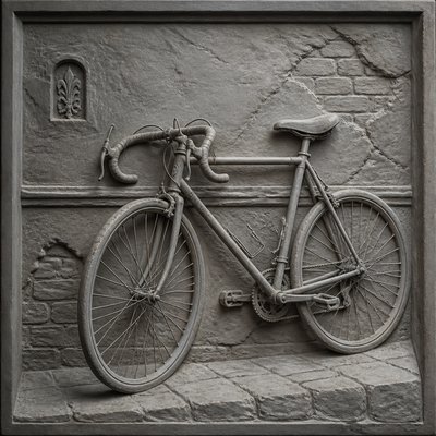 bicyle resting against a wall — Grisaille Painting Style
