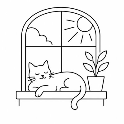 a cat lounging in a sunlit window