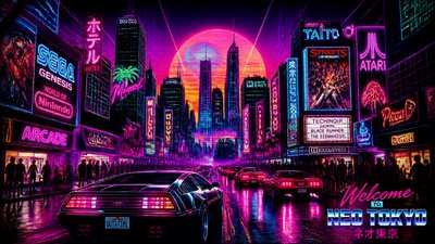 bustling city street panorama at dusk
