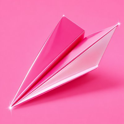 a paper plane, clean minimal composition on a plain background, no text