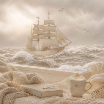 sailing ship on a stormy sea