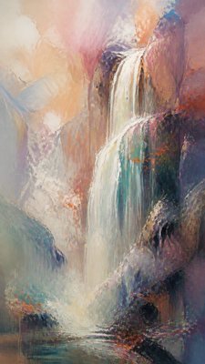 towering waterfall cascading down a cliff