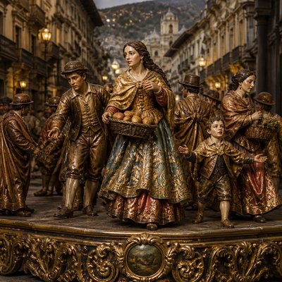 urban street with city activity — Quito Art Style