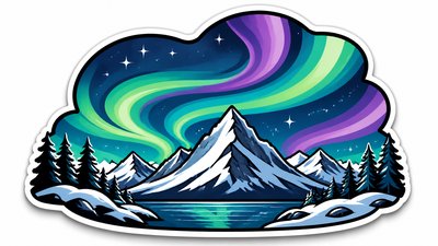 a flowing aurora over snowy peaks, wide sweeping composition, no people, no text