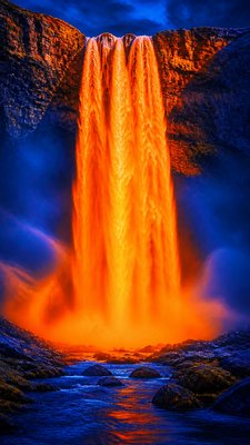 towering waterfall cascading down a cliff