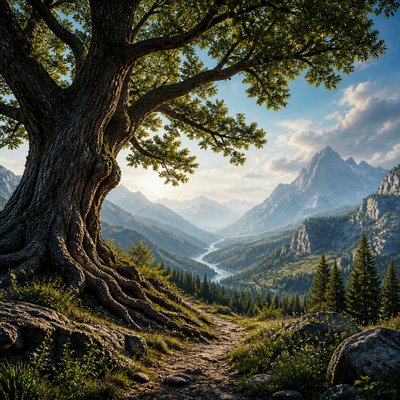 a tree in nature — Depth Art Style
