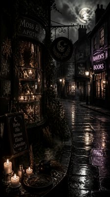 a quiet rainy city street at night reflecting neon signs, no people