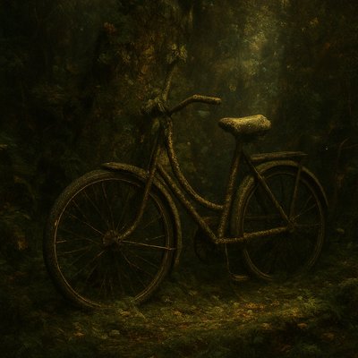 bicyle resting against a wall
