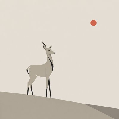 animal standing in natural pose — Minimalist Abstract Art Style