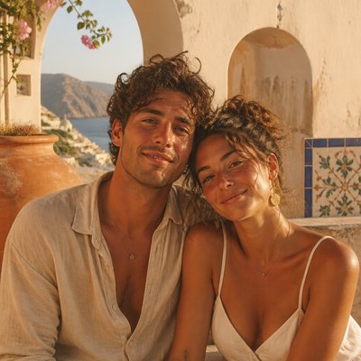 portrait of two people together — Mediterranean Architecture Art