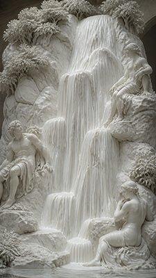 towering waterfall cascading down a cliff