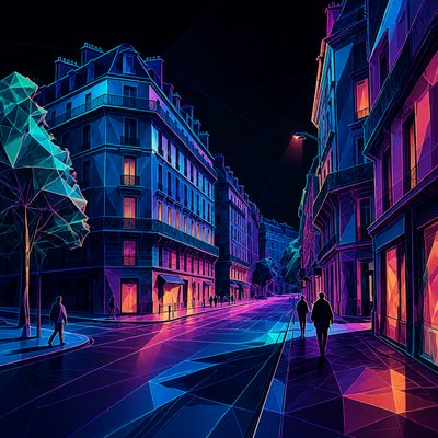 Digital Geometric Art Style Transfer Example
