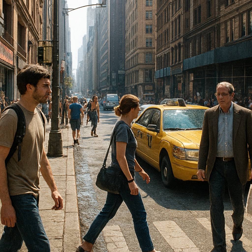 urban street with city activity