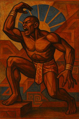 a painting of a man with a fist