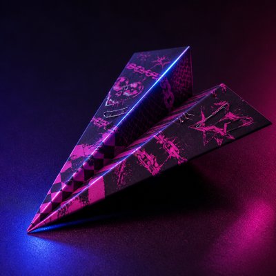 a paper plane, clean minimal composition on a plain background, no text