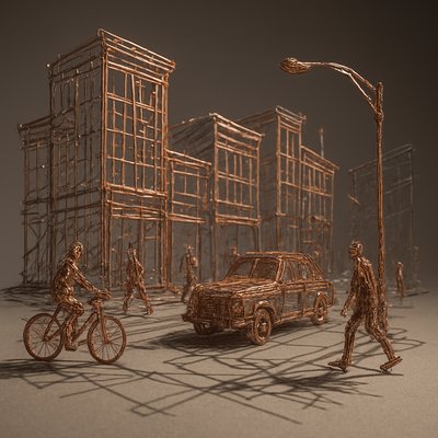 urban street with city activity