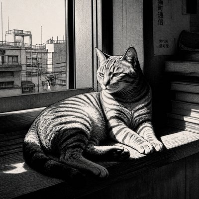 a cat lounging in a sunlit window