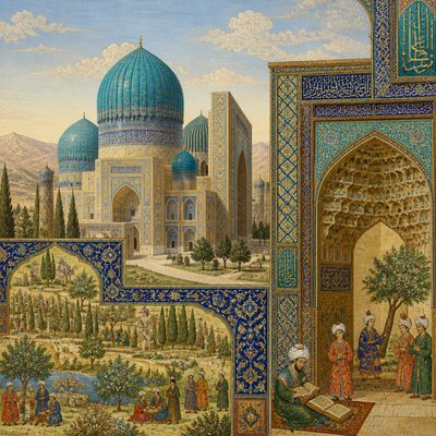 wide landscape with natural scenery — Samarkand Art Style