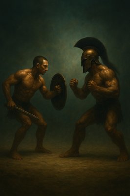 a couple of men standing next to each other