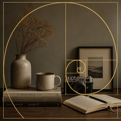 still life with everyday objects — Golden Ratio Art Style