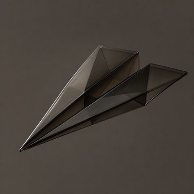 a paper plane, clean minimal composition on a plain background, no text