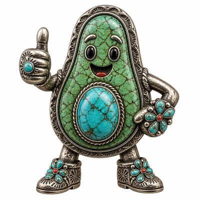 a happy avocado character giving a thumbs up, bold readable design on a plain background, no text