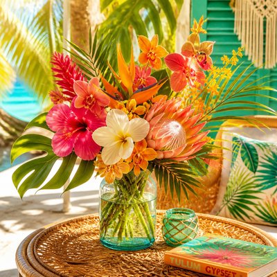 bouquet of flowers in a glass vase
