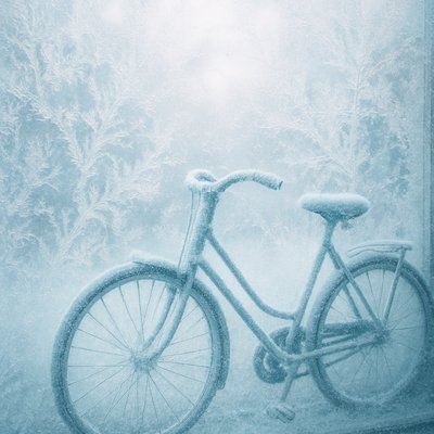bicyle resting against a wall