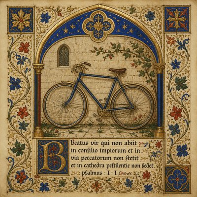 bicyle resting against a wall