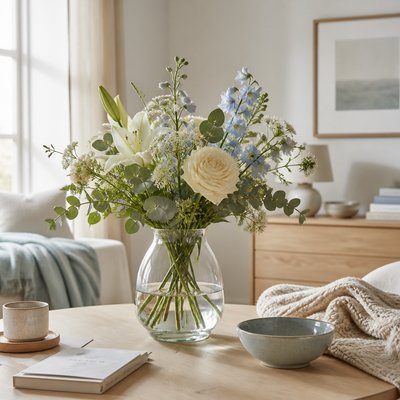 bouquet of flowers in a glass vase