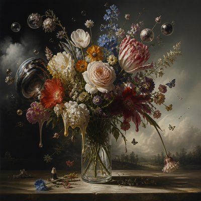 bouquet of flowers in a glass vase