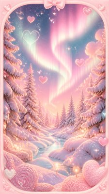 a snowy pine forest under the northern lights, no people