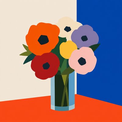 bouquet of flowers in a glass vase