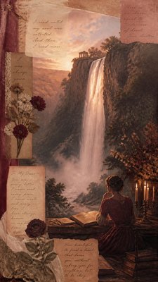towering waterfall cascading down a cliff