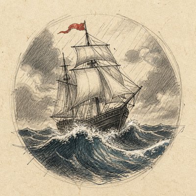 sailing ship on a stormy sea
