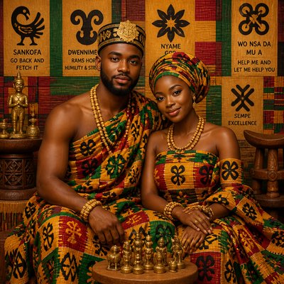 portrait of two people together — Ghanaian Art Style