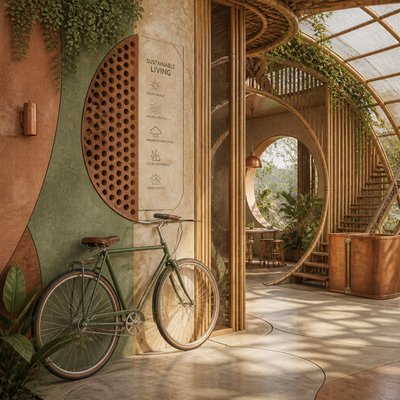 bicyle resting against a wall