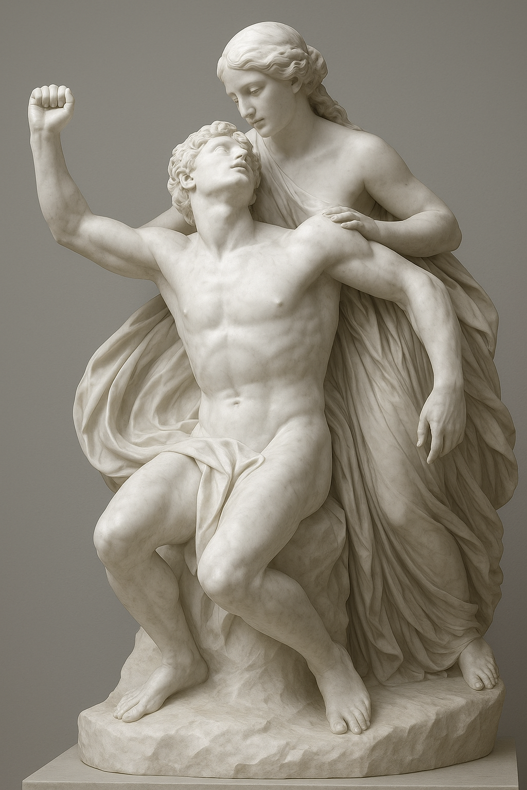 a statue of a man holding a woman
