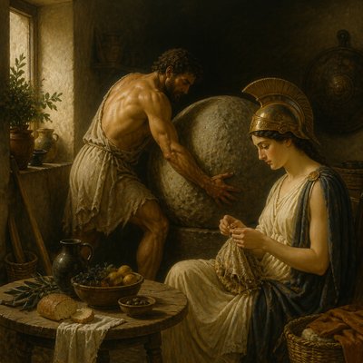 Sisyphus with Athena