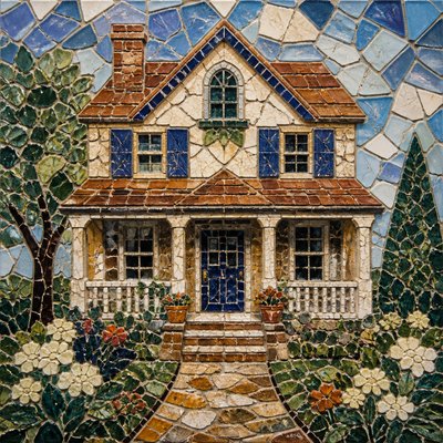 house with front view — Ceramic Mosaic Art Style