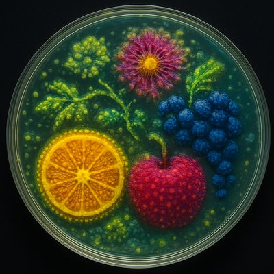 still life arrangement of fruits and flowers